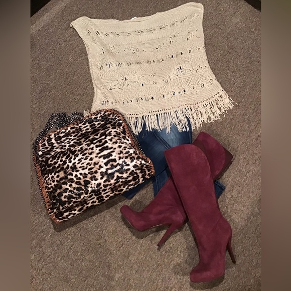 Enzo Angiolini Yabbo Suede Purple/Burgundy High Heel Knee Length Boot Size 7.5 - Picture 13 of 17